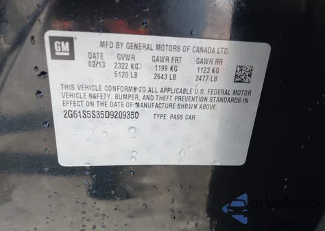 2013 Cadillac Xts Premium z USA, uszkodzony, nr VIN 2G61S5S35D9209350